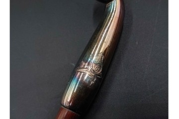 純銀製　象嵌　繊細な草花図・花蝶図の彫刻が美しい煙管3点セット　共箱付き　(R-086643)