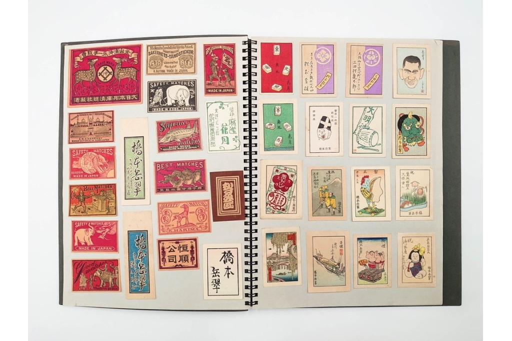 中国輸出用・日本など　大判サイズあり　木版画や神社のデザインが面白いマッチラベル273枚セット　ファイル付き　(R-086652)