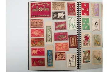 中国輸出用・日本など　大判サイズあり　木版画や神社のデザインが面白いマッチラベル273枚セット　ファイル付き　(R-086652)