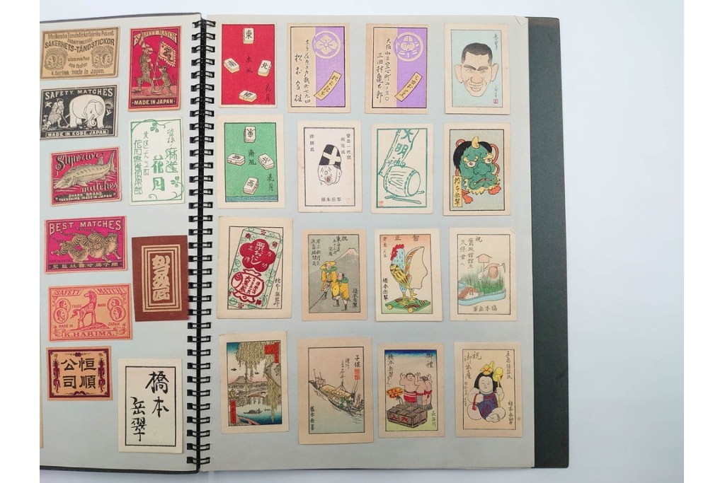 中国輸出用・日本など　大判サイズあり　木版画や神社のデザインが面白いマッチラベル273枚セット　ファイル付き　(R-086652)