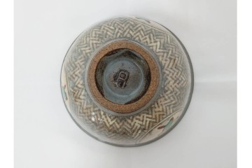 人間国宝 島岡達三　象嵌赤絵の草花文が味わい深い小鉢　共箱付き　(R-086653)