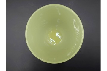 アンティーク　大正〜昭和初期の当時物　棗型　柔らかな色合いのウランガラスの氷コップ2点セット　(R-086654)