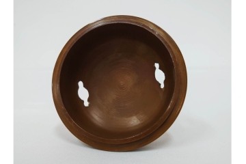 旭峰造　蝋型鋳銅　金銀象嵌で花鳥が雅やかに表現された万葉六花撰文香炉　共箱付き　(R-086656)