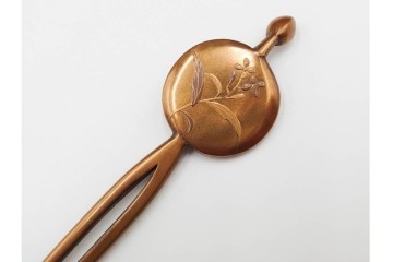 大正～昭和初期　べっ甲(鼈甲)　K20(20金)　K18(18金)　金蒔絵　櫛2点・笄1点・簪1点のセット　ケース付き　(R-086662)