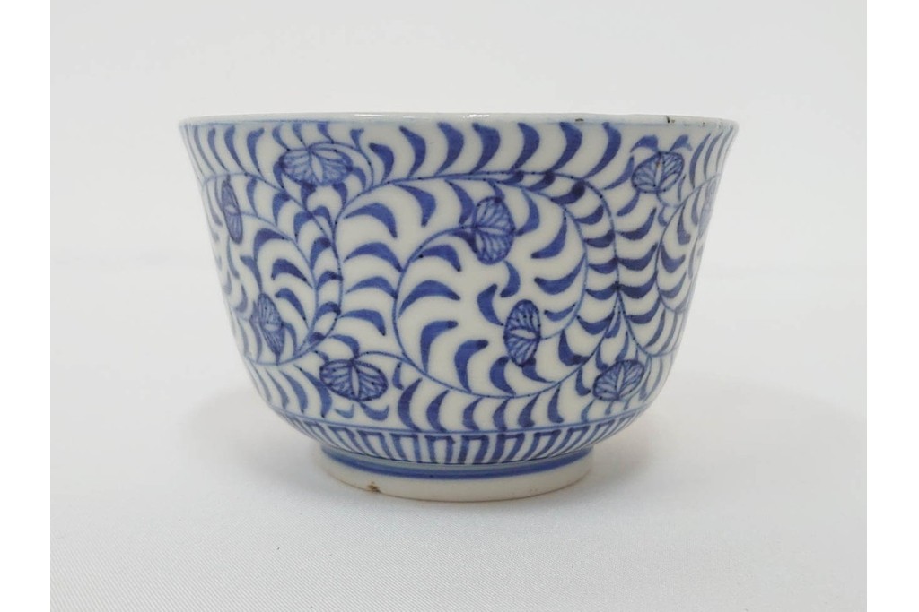 江戸期　古伊万里　染付　唐草文と松竹梅文のそば猪口5点セット　(R-086663)