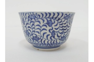 江戸期　古伊万里　染付　唐草文と松竹梅文のそば猪口5点セット　(R-086663)