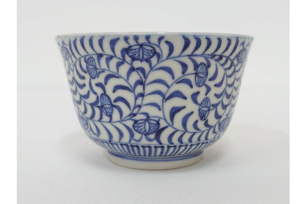 江戸期　古伊万里　染付　唐草文と松竹梅文のそば猪口5点セット　(R-086663)