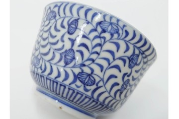 江戸期　古伊万里　染付　唐草文と松竹梅文のそば猪口5点セット　(R-086663)