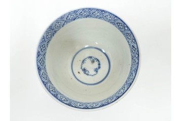 江戸期　古伊万里　染付　唐草文と松竹梅文のそば猪口5点セット　(R-086663)