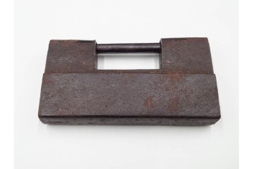 李朝時代　銀象嵌　時代を重ねた趣ある錠前　鍵付き　(R-086664)