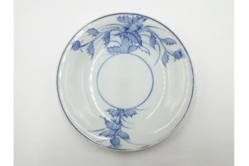江戸期　古伊万里　染付　直径約170cm　5.6寸　薊文が上品な中皿2枚セット　(R-086665)