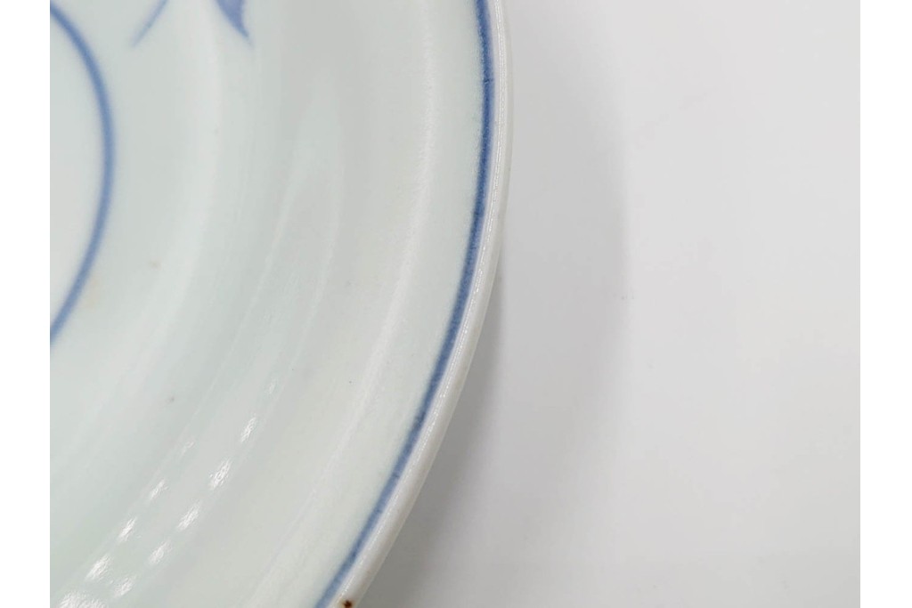 江戸期　古伊万里　染付　直径約170cm　5.6寸　薊文が上品な中皿2枚セット　(R-086665)