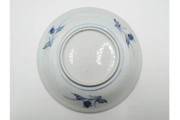 江戸期　古伊万里　染付　直径約170cm　5.6寸　薊文が上品な中皿2枚セット　(R-086665)