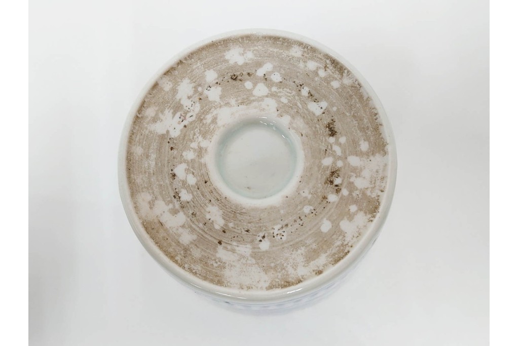 江戸期　古伊万里　染付　大ぶりの牡丹文が描かれたそば猪口2点セット　(R-086666)