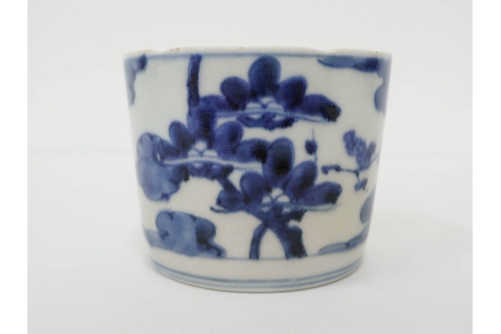 江戸期　古伊万里　染付　藍色の松文が映えるそば猪口2点セット　(R-086667)