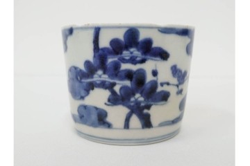 江戸期　古伊万里　染付　藍色の松文が映えるそば猪口2点セット　(R-086667)