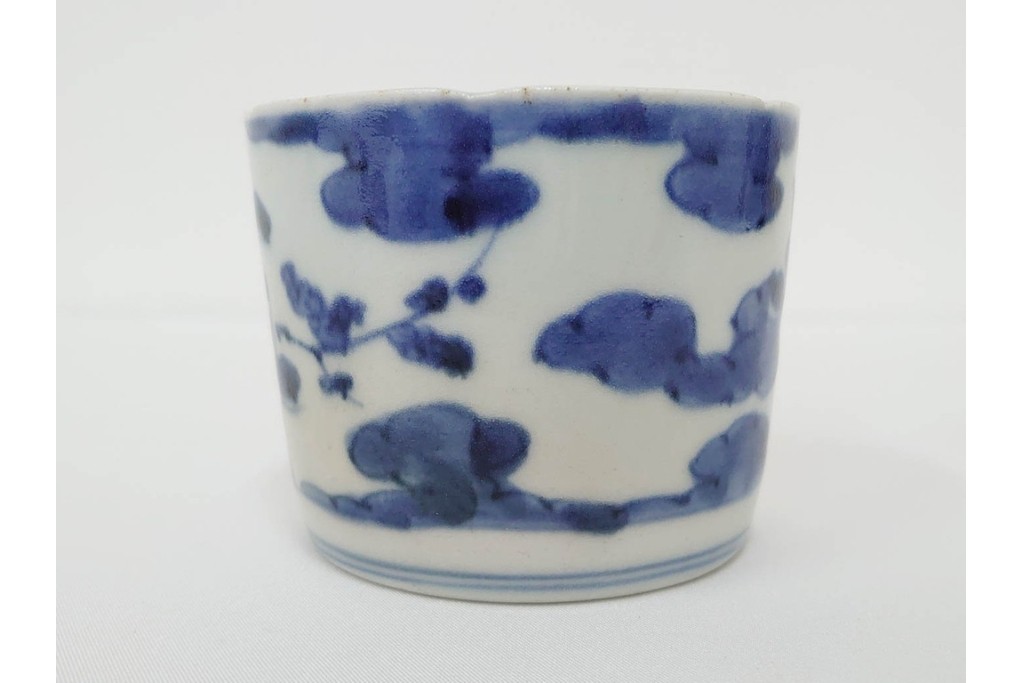 江戸期　古伊万里　染付　藍色の松文が映えるそば猪口2点セット　(R-086667)