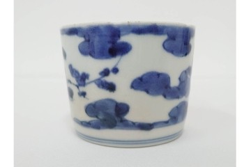 江戸期　古伊万里　染付　藍色の松文が映えるそば猪口2点セット　(R-086667)