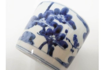 江戸期　古伊万里　染付　藍色の松文が映えるそば猪口2点セット　(R-086667)