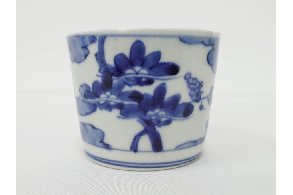 江戸期　古伊万里　染付　藍色の松文が映えるそば猪口2点セット　(R-086667)