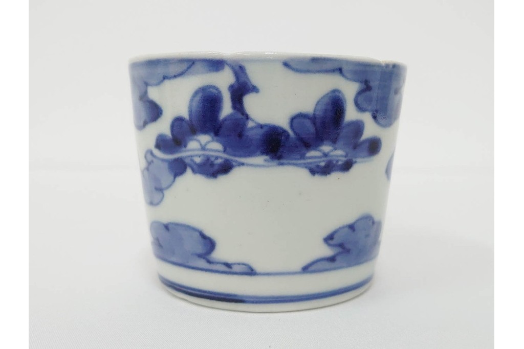 江戸期　古伊万里　染付　藍色の松文が映えるそば猪口2点セット　(R-086667)