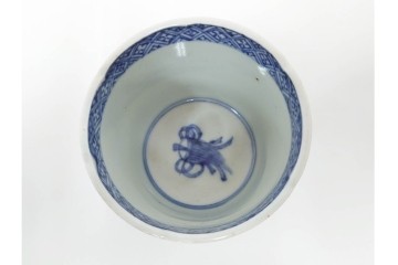 江戸期　古伊万里　染付　藍色の松文が映えるそば猪口2点セット　(R-086667)