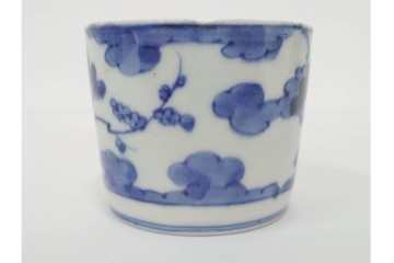 江戸期　古伊万里　染付　藍色の松文が映えるそば猪口5点セット　(R-086668)