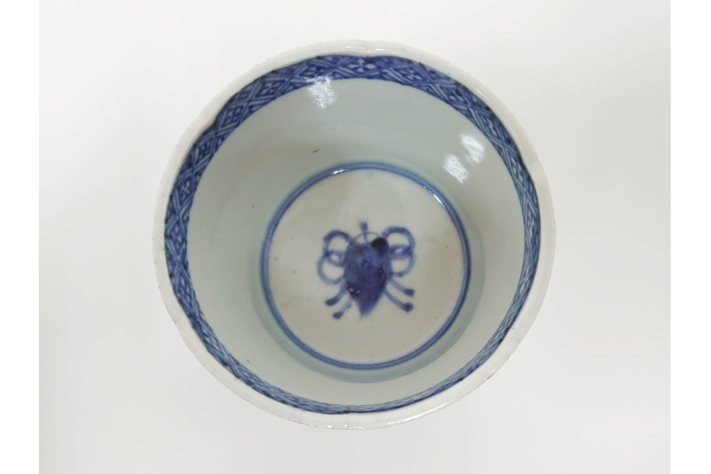 江戸期　古伊万里　染付　藍色の松文が映えるそば猪口5点セット　(R-086668)