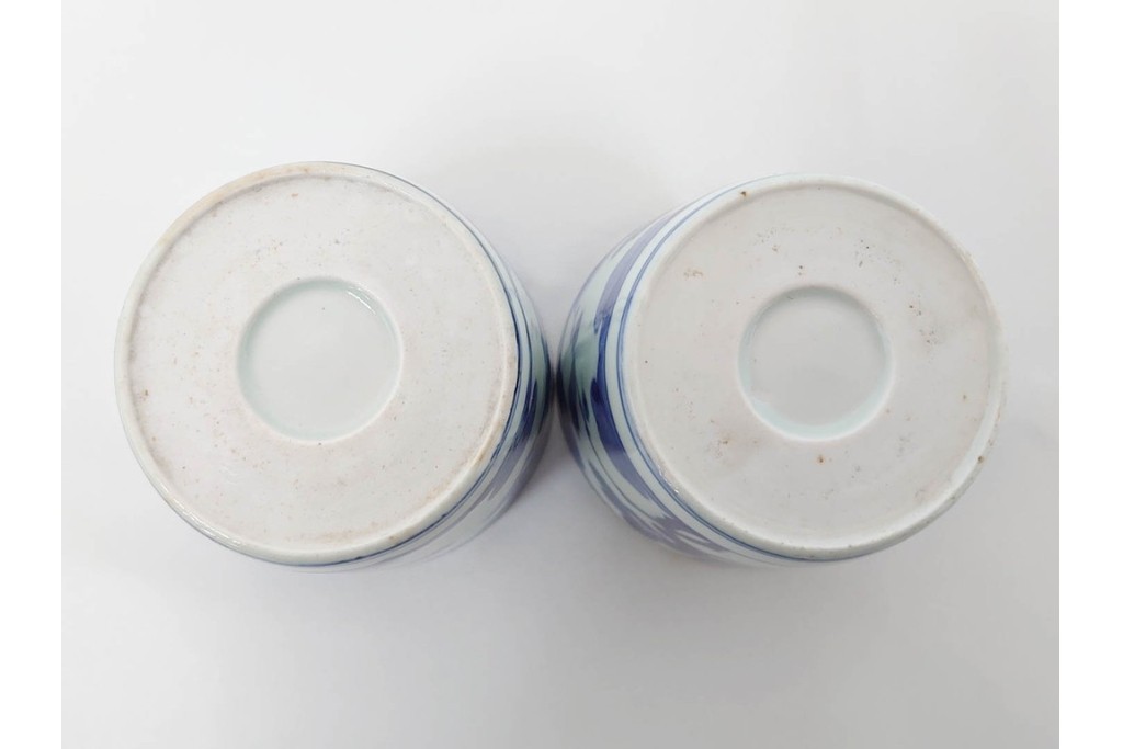 江戸期　古伊万里　染付　藍色の松文が映えるそば猪口5点セット　(R-086668)