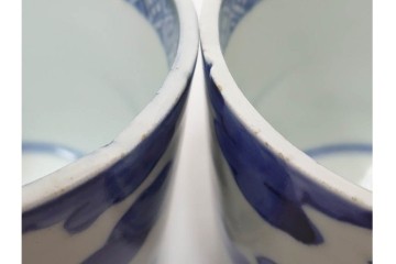 江戸期　古伊万里　染付　藍色の松文が映えるそば猪口5点セット　(R-086668)