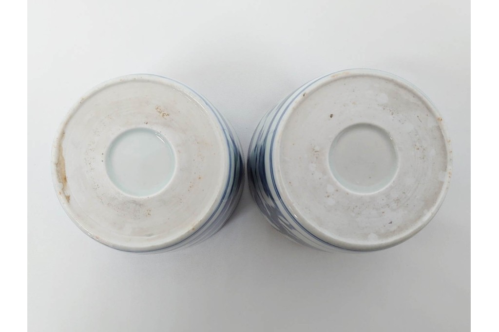 江戸期　古伊万里　染付　藍色の松文が映えるそば猪口5点セット　(R-086668)