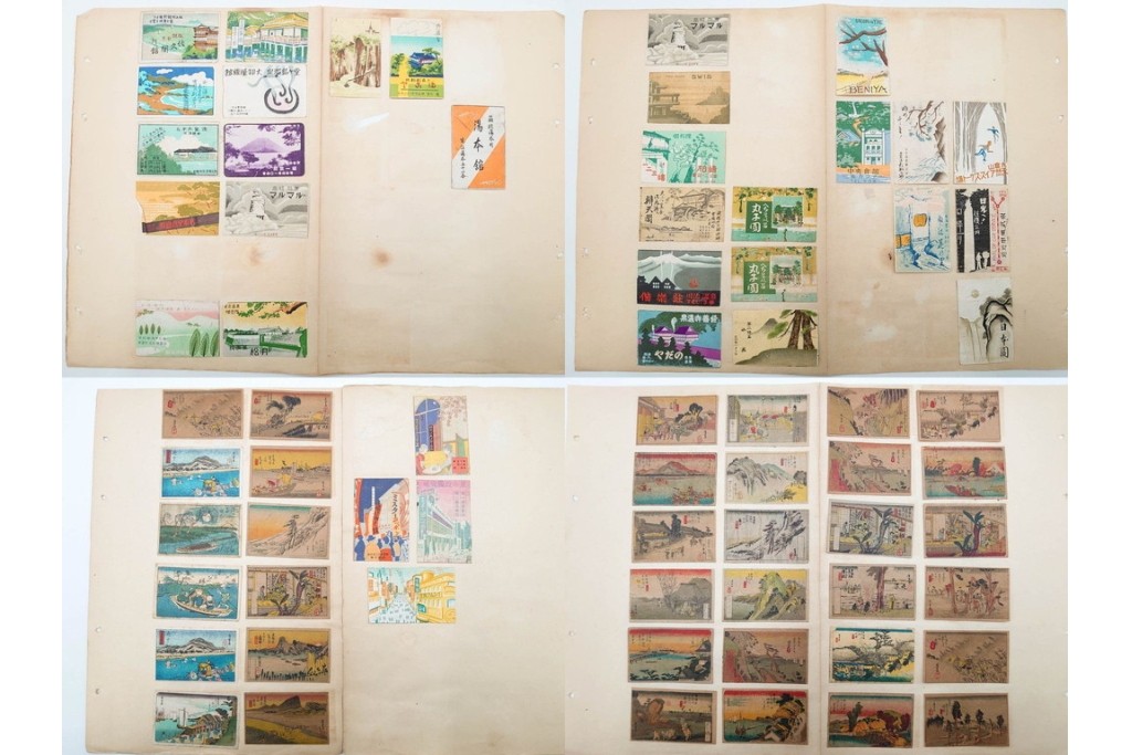 戦前〜戦後　当時物　日本　木版画のレトロなマッチラベル1046枚セット　(R-086674)