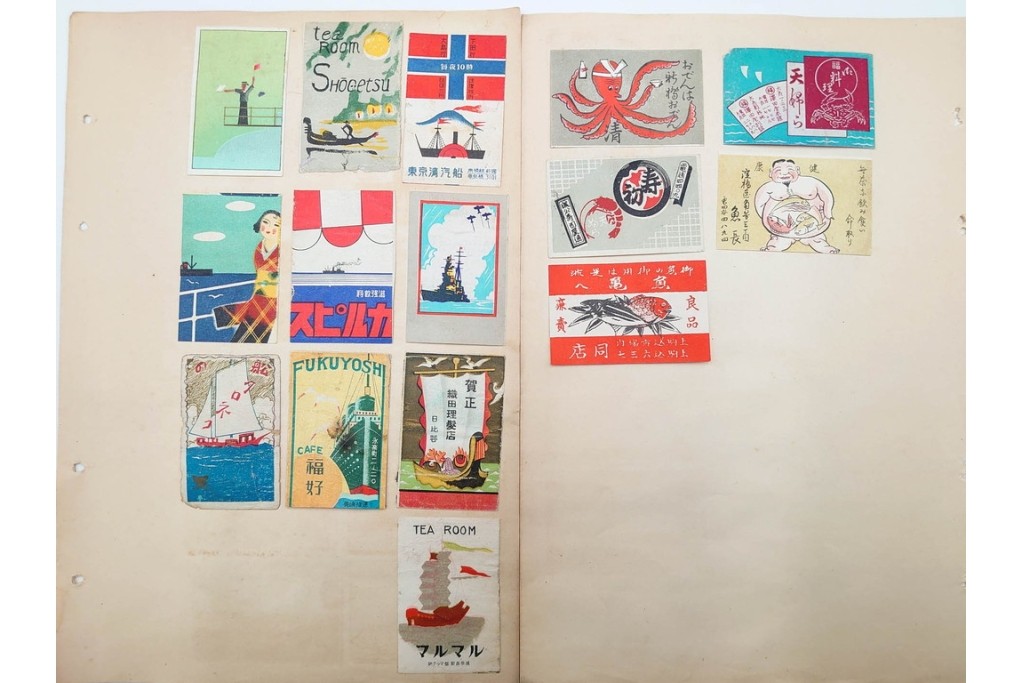 戦前〜戦後　当時物　日本　木版画のレトロなマッチラベル1046枚セット　(R-086674)