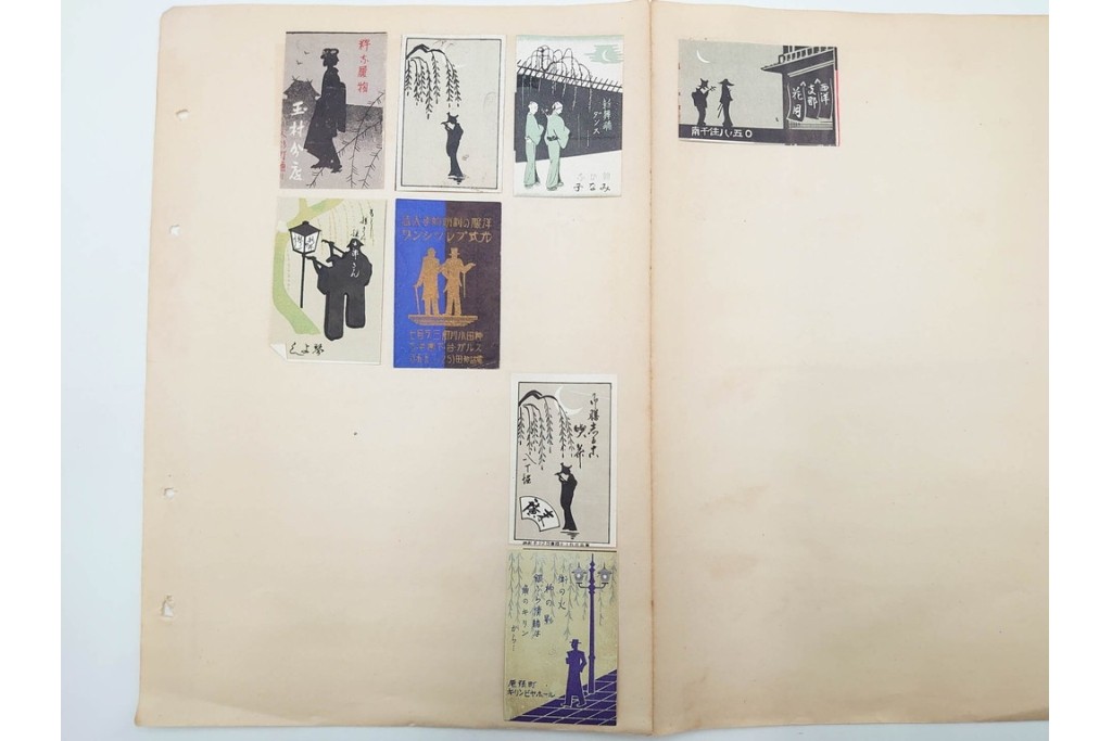 戦前〜戦後　当時物　日本　木版画のレトロなマッチラベル1046枚セット　(R-086674)