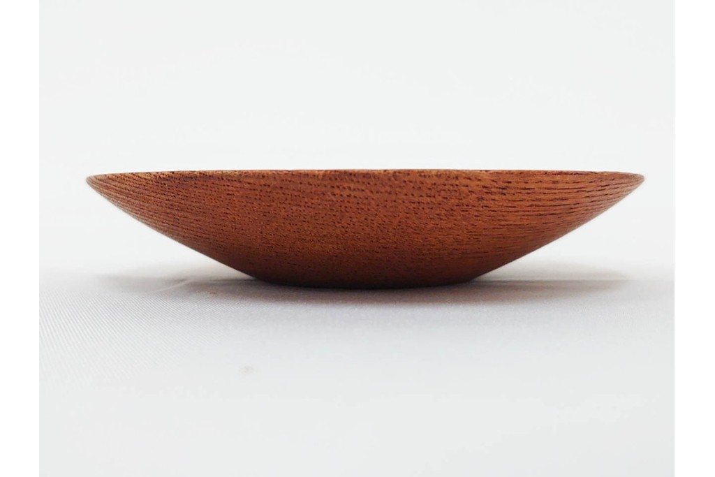 書と草花の意匠が趣ある木製の托子(茶托)5点セット　共箱付き　(R-086677)