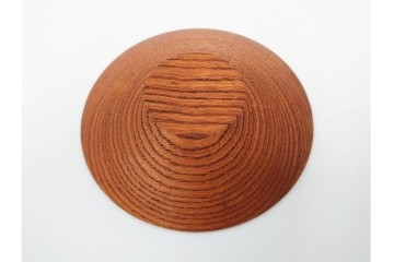 書と草花の意匠が趣ある木製の托子(茶托)5点セット　共箱付き　(R-086677)