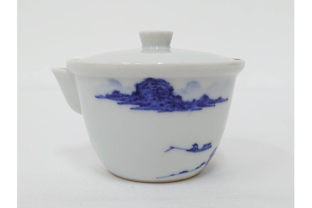 平安 北峰(北峯)製　青華山水図が上品な泡瓶　共箱付き　(R-086679)