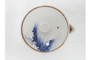 平安 北峰(北峯)製　青華山水図が上品な泡瓶　共箱付き　(R-086679)