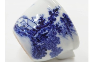 平安 北峰(北峯)製　青華山水図が上品な泡瓶　共箱付き　(R-086679)