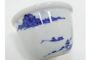 平安 北峰(北峯)製　青華山水図が上品な泡瓶　共箱付き　(R-086679)