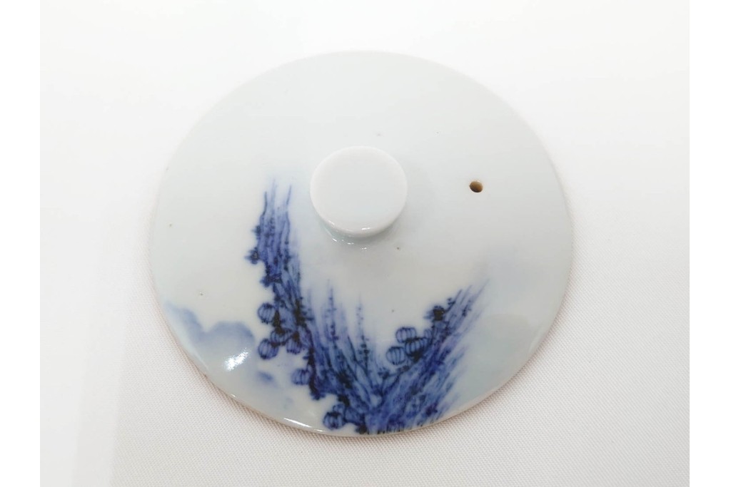 平安 北峰(北峯)製　青華山水図が上品な泡瓶　共箱付き　(R-086679)