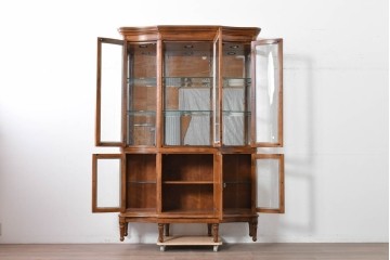 中古　美品　希少モデル　DREXEL HERITAGE(ドレクセルヘリテイジ)　パーケットリー装飾入りのアンティーク調ミラーバックキャビネット　(R-086683)