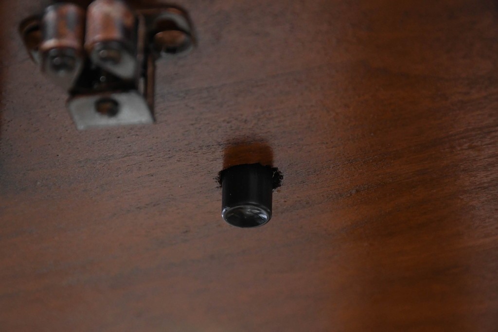 中古　美品　希少モデル　DREXEL HERITAGE(ドレクセルヘリテイジ)　パーケットリー装飾入りのアンティーク調ミラーバックキャビネット　(R-086683)