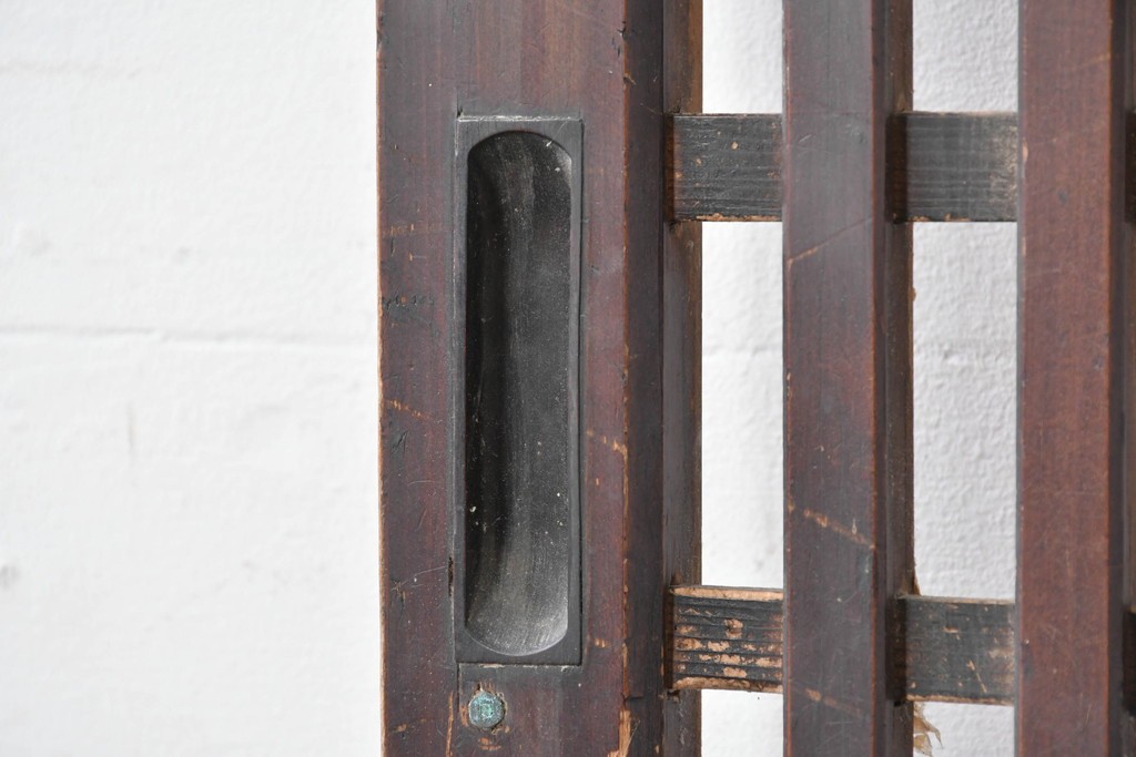 アンティーク建具　明治期から大正期　趣ある幅広格子帯戸1枚　(R-086687)