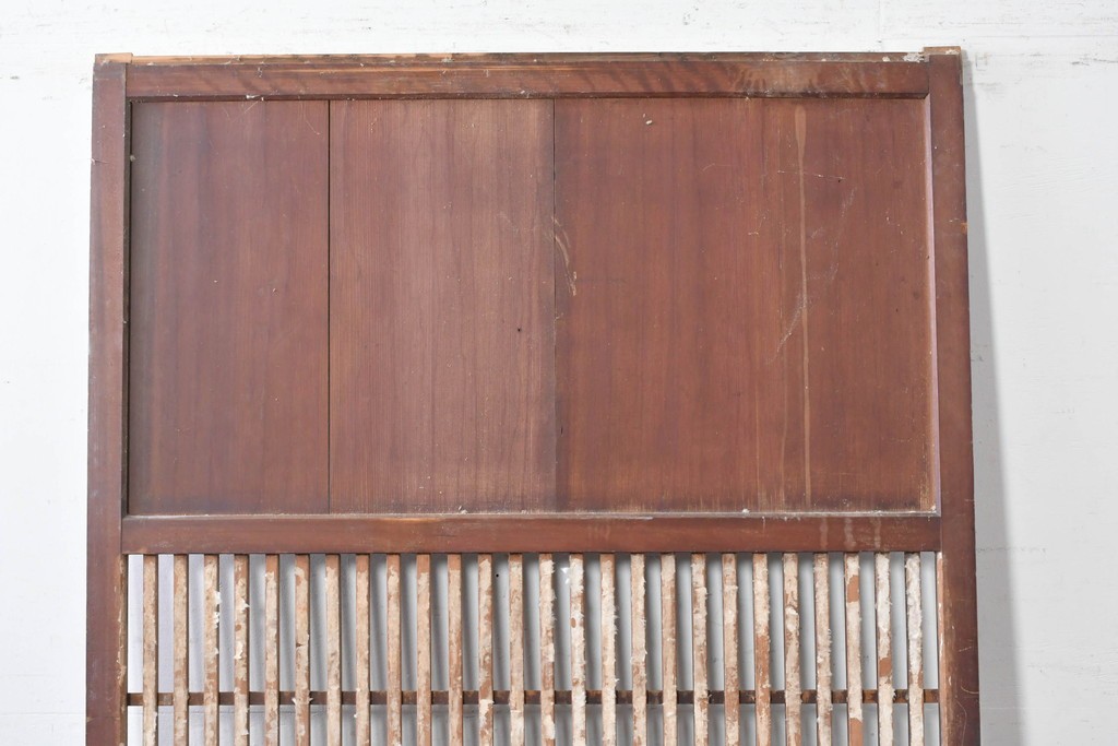 アンティーク建具　明治期から大正期　趣ある幅広格子帯戸1枚　(R-086687)