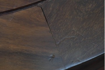 アジアンヴィンテージ　花梨(カリン)材　透かし彫りに螺鈿象嵌を施した贅沢な装飾のエクステンションダイニングテーブル　(R-086688)