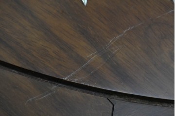 アジアンヴィンテージ　花梨(カリン)材　透かし彫りに螺鈿象嵌を施した贅沢な装飾のエクステンションダイニングテーブル　(R-086688)