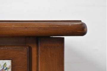 中古　美品　ACTUS(アクタス)取り扱い　バレンシアシリーズ　パイン材　花柄タイルが可愛らしいデスク　(R-086690)