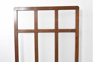 和製アンティーク　楢(ナラ)材　花模様の透かし彫りが可愛らしいガラス入り衝立て　(R-086691)