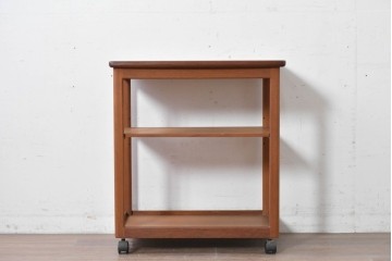 和製ヴィンテージ　希少　青林製作所　チーク無垢材で作られた北欧デザインのワゴン　(R-086692)